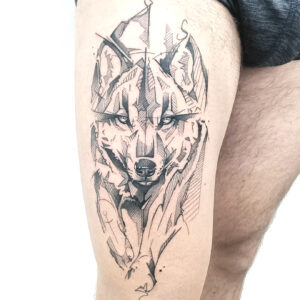 Tatouage sketch loup Castelnau-le-Lez