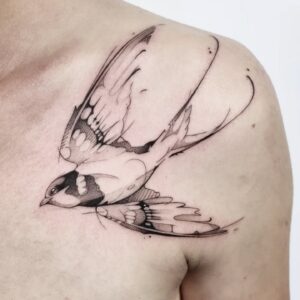 Tatouage sketch hirondelle Castelnau-le-Lez