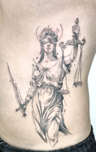 Tatouage sketch Justice Castelnau-le-Lez